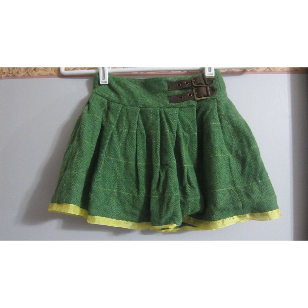 Crew Cuts 4/5 Green Wool Casual Occasion School Wrap Skirt
